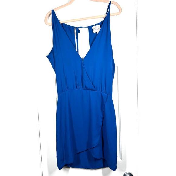 HELENA QUINN Blue Tulip Mini Dress Open Back Wrap - Sz Small - REVOLVE - Picture 1 of 4